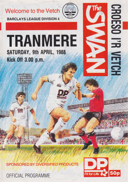 Swansea City v Tranmere Rovers Match Programme 1988-04-09